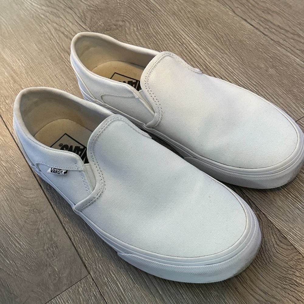 White Slip On Vans